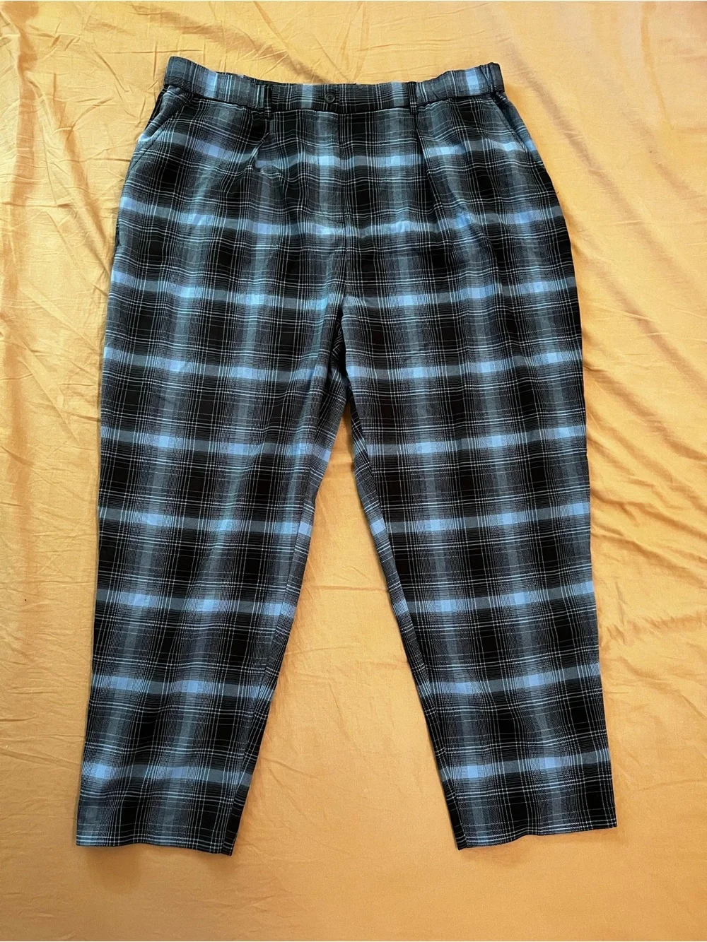 Wildfang Black and Blue Plaid High-waist Trousers